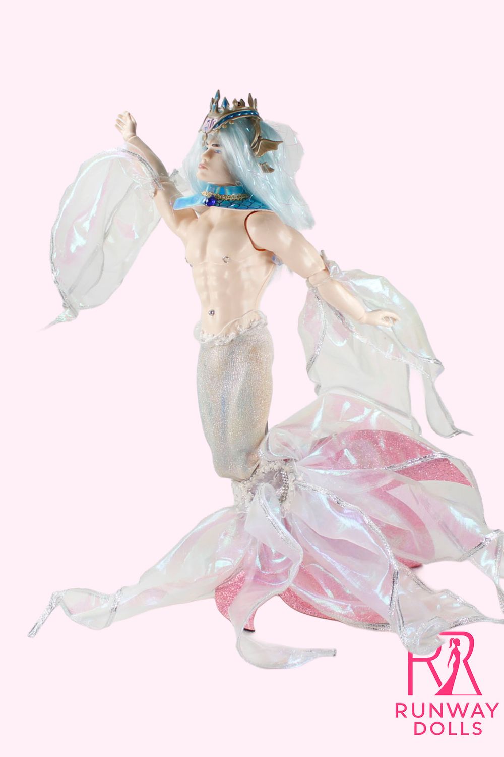 2026 Runway Dolls "Ocean Warrior-Arctic Sea" OOAK Muscle Merman Fashion Doll