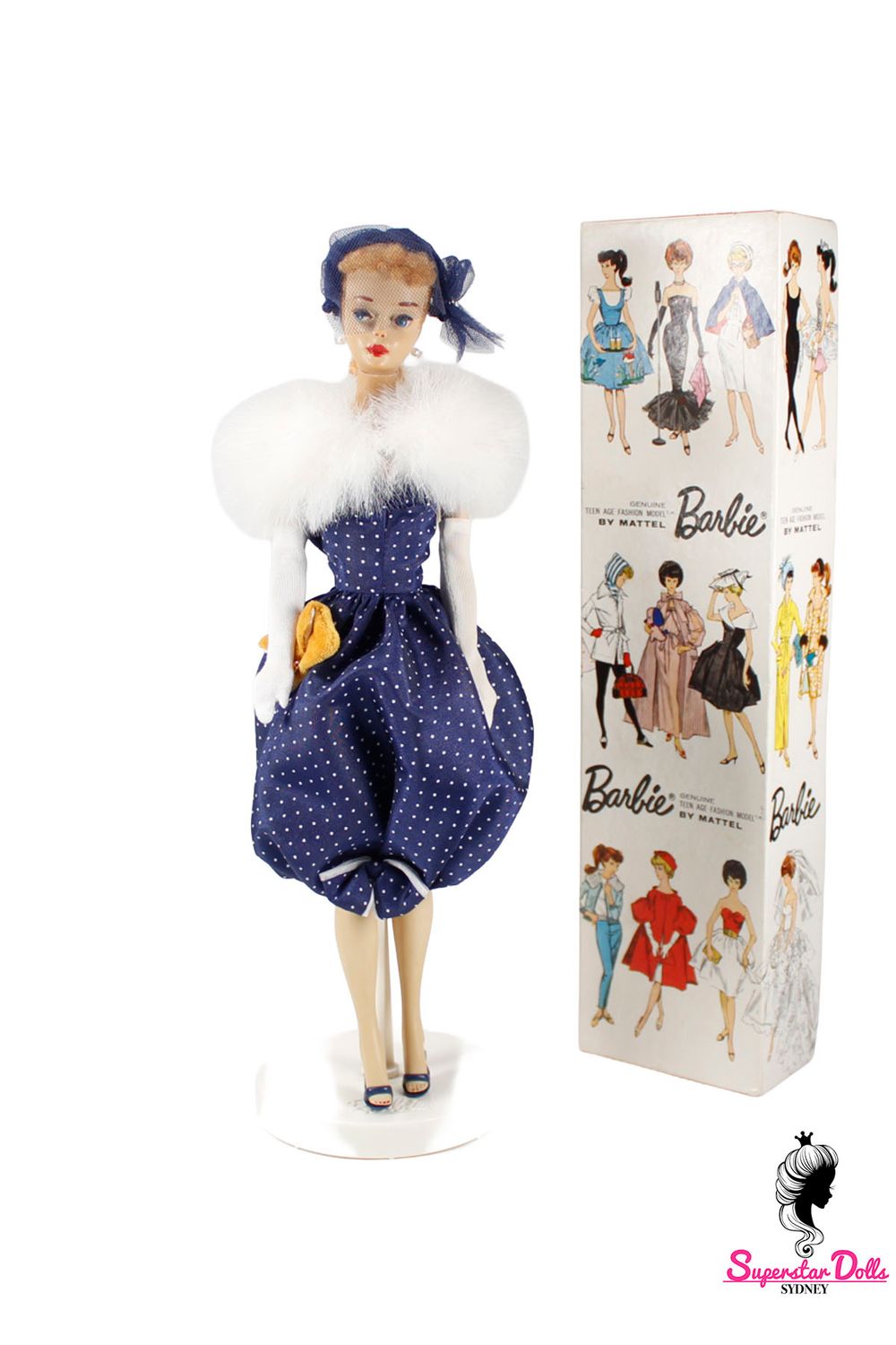 Vintage 1959 Blonde #3 Dressed Ponytail Barbie Doll with Brown Eyeshadow