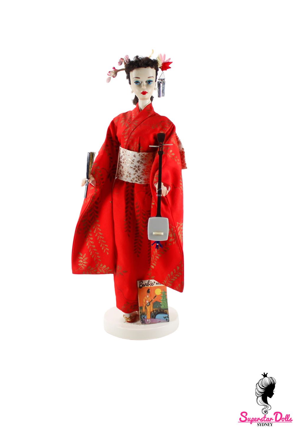 Vintage 1959 Brunette #3 Dressed Ponytail Barbie Doll with Blue Eyeshadow