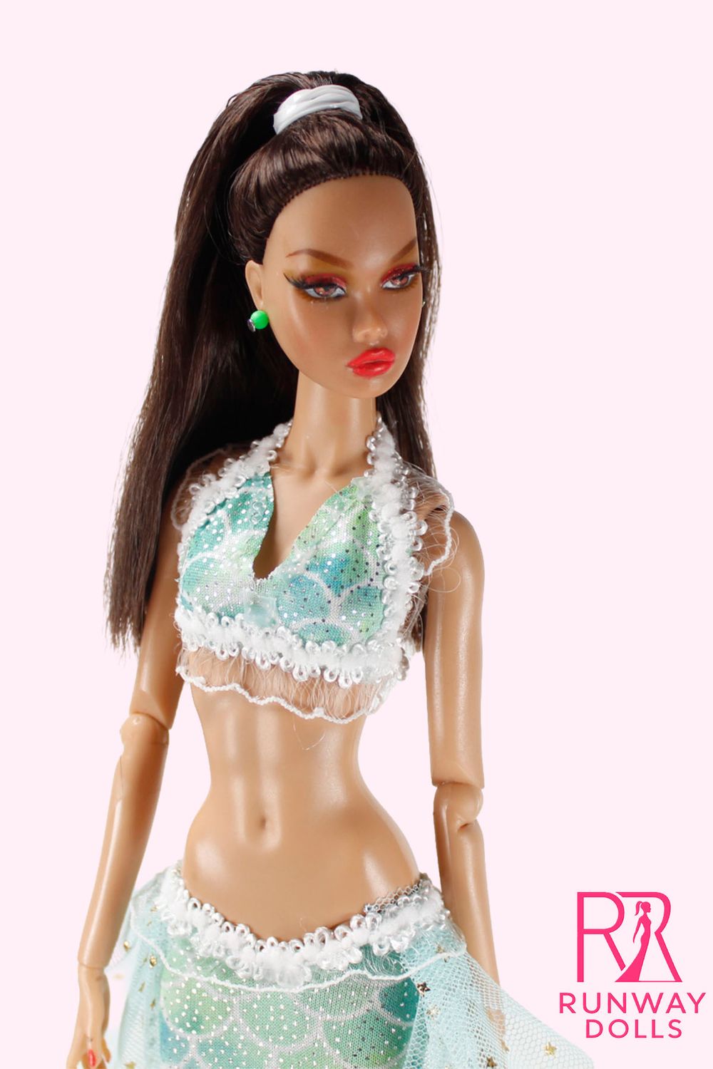 Runway Dolls OOAK "Majestic Mermaid: Green Anemone" Penelope (Poppy Clone) Fashion Doll