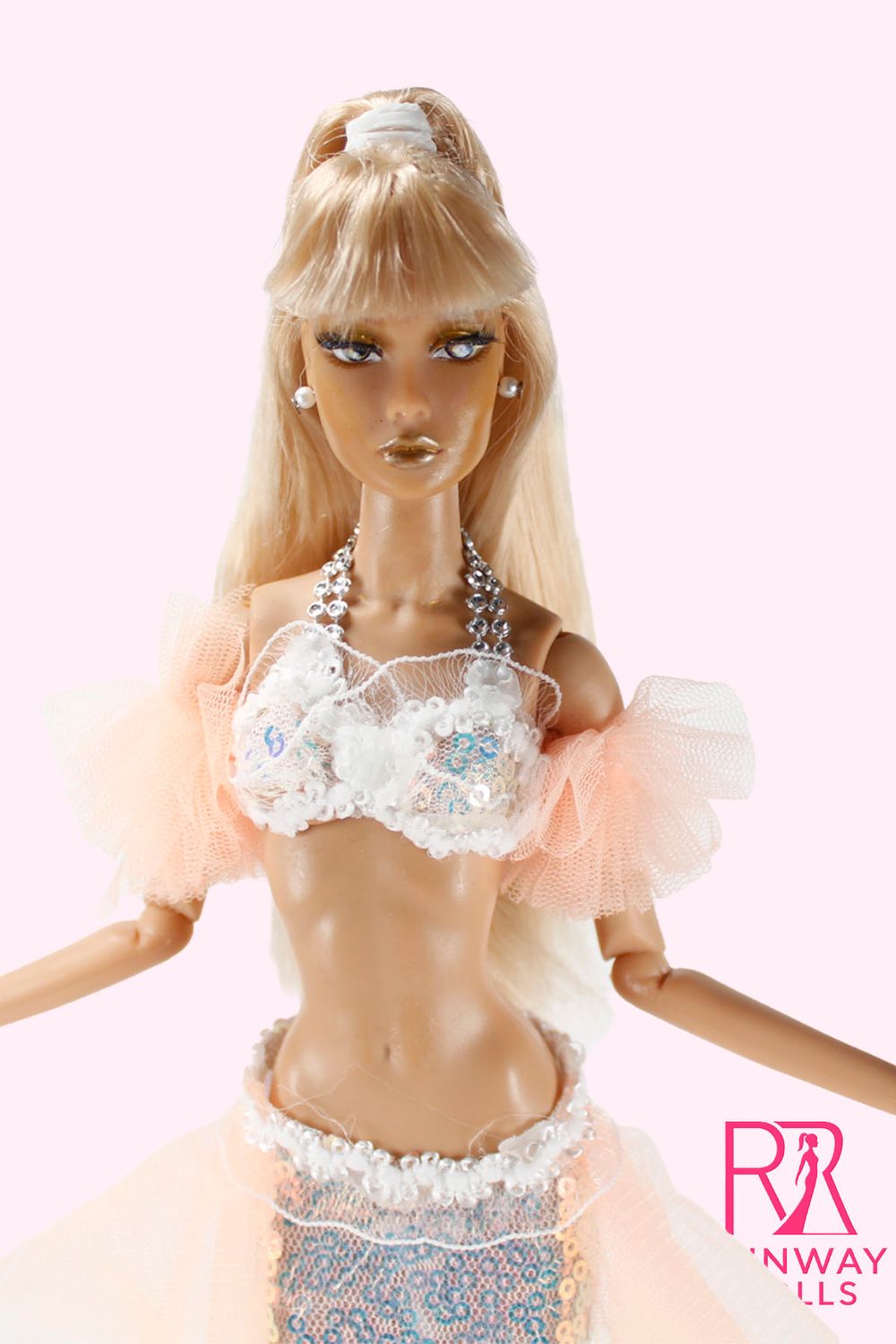 Runway Dolls OOAK "Majestic Mermaid: Peach Perfection" Penelope (Poppy Clone) Fashion Doll