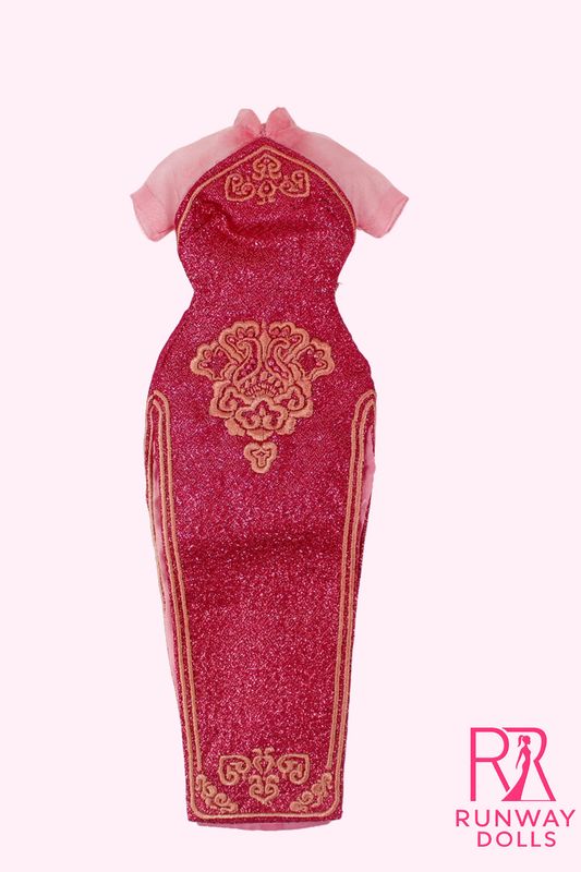 2023 JHD FASHION DOLL Convention: Customised "Gold Qipao" 1/6 Doll Dress
