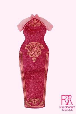 2023 JHD FASHION DOLL Convention: Customised "Gold Qipao" 1/6 Doll Dress