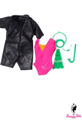 Vintage Hong Kong Clone Barbie Doll Scuba Fashion Set