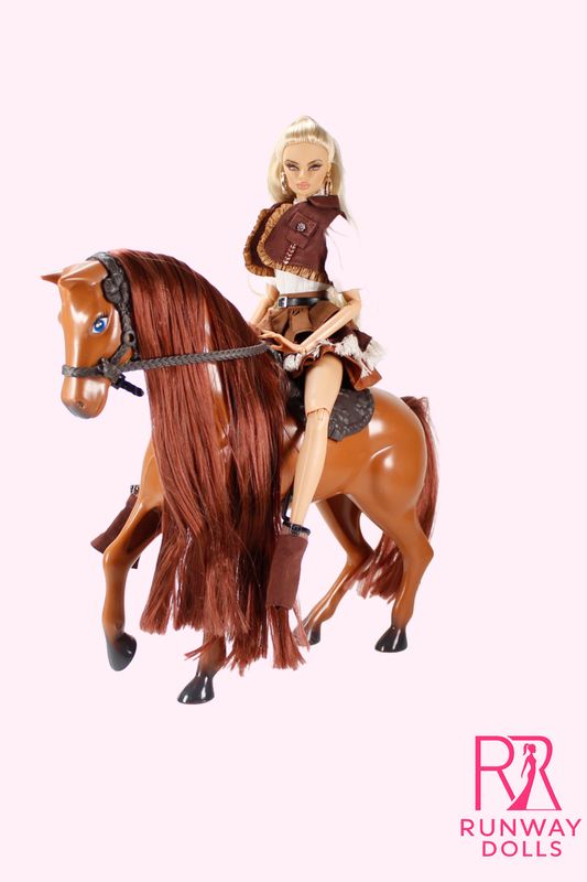 Runway Dolls X Xian Xian Supermodel: "Miss Cowboy Gala" Custom Doll + Horse