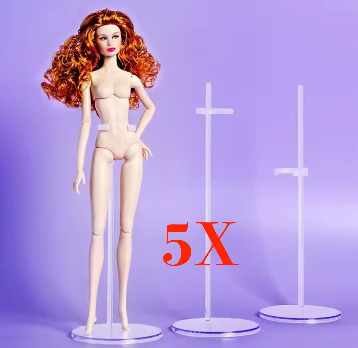 5 X Transparent Stands for 1/6 Fashion Dolls up to 13"