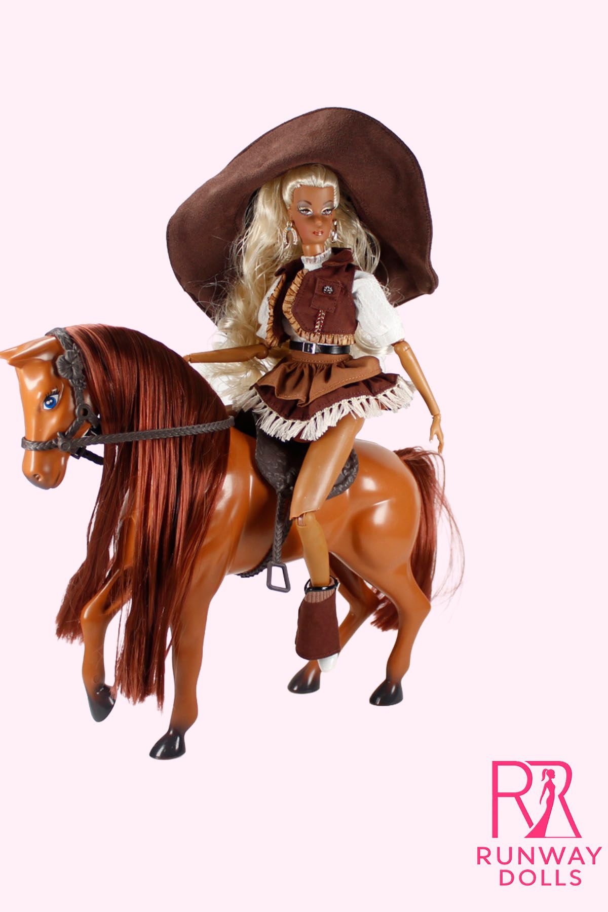 Runway Dolls: "Miss Cowboy Roberts" OOAK Doll With Stalion img