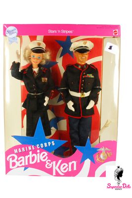 1991 Second Edition: "Stars'n Stripes: Marine Corps" Barbie &amp; Ken Doll Gift Set
