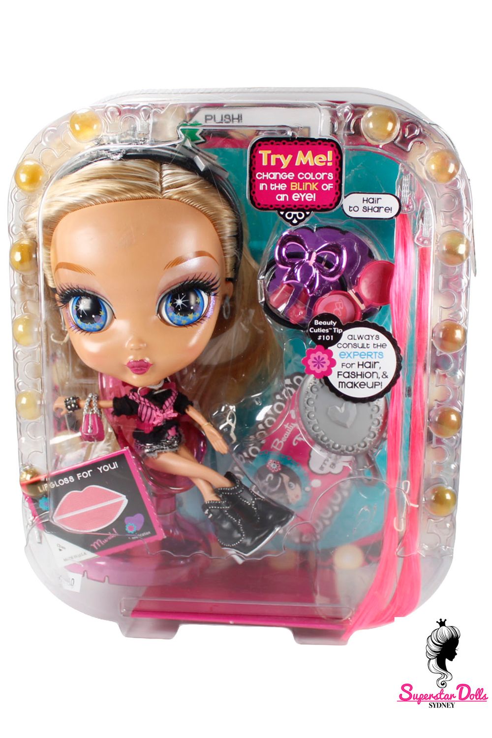 2002 "Beauty Cuties-Rockabelle" Fashion Doll + Styling Head by Mattel