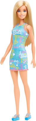 2021 Barbie Doll–Blue Signature Logo Print Dress /GBK92-HGM59