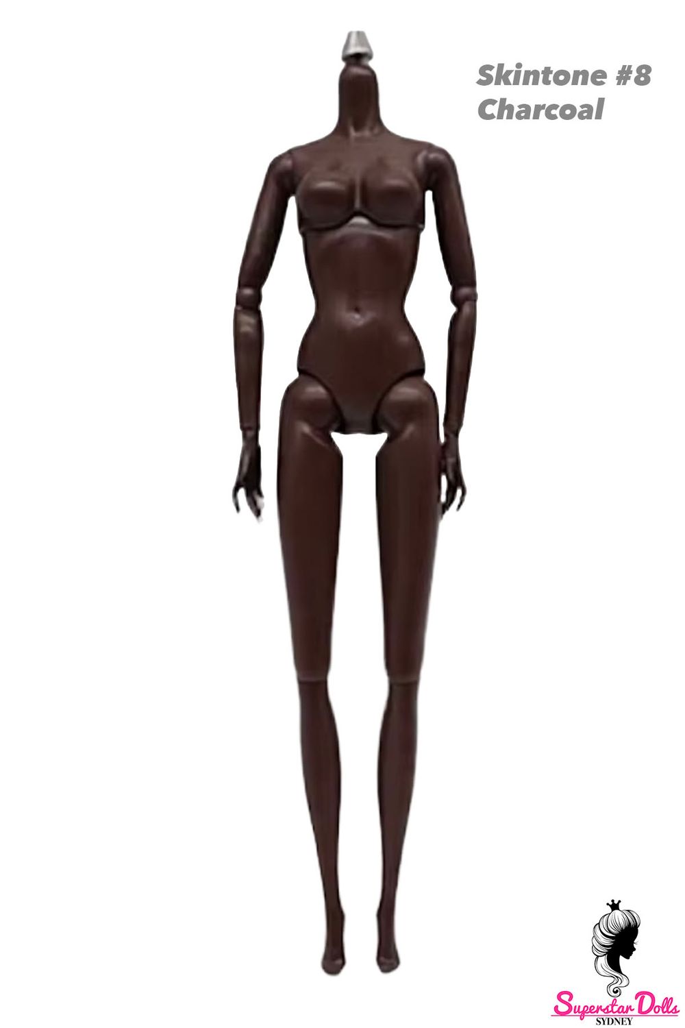 29.5cm 1/6 3rd-Gen LULY Supermodel Replacment Doll Body with Removable Joints- #7 Charcoal
