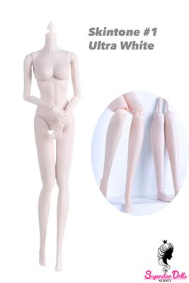 29.5cm 1/6 Premium Voluptuous Supermodel Replacement Doll Body with Exchangeable Legs #1 Ultra White