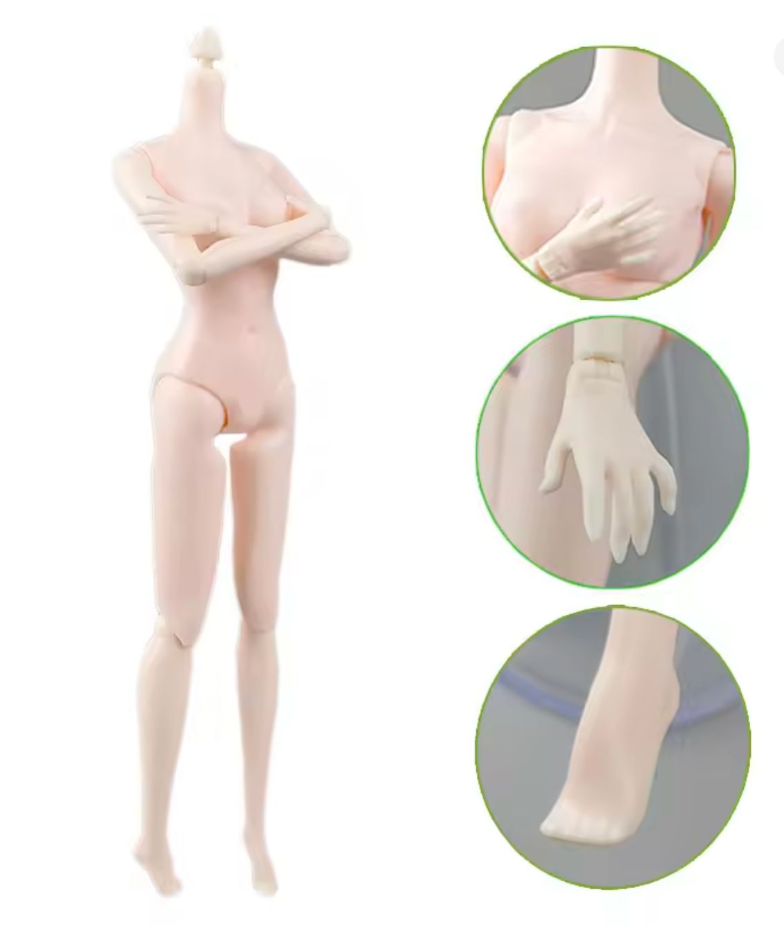 29.5cm 1/6 Premium Voluptuous Supermodel Replacement Doll Body with Exchangeable Legs #1 Ultra White