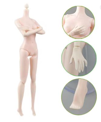 29.5cm 1/6 Premium Voluptuous Supermodel Replacement Doll Body with Exchangeable Legs #1 Ultra White