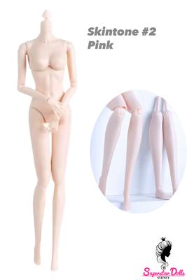 29.5cm 1/6 Premium Voluptuous Supermodel Replacement Doll Body with Exchangeable Legs #2 Pink