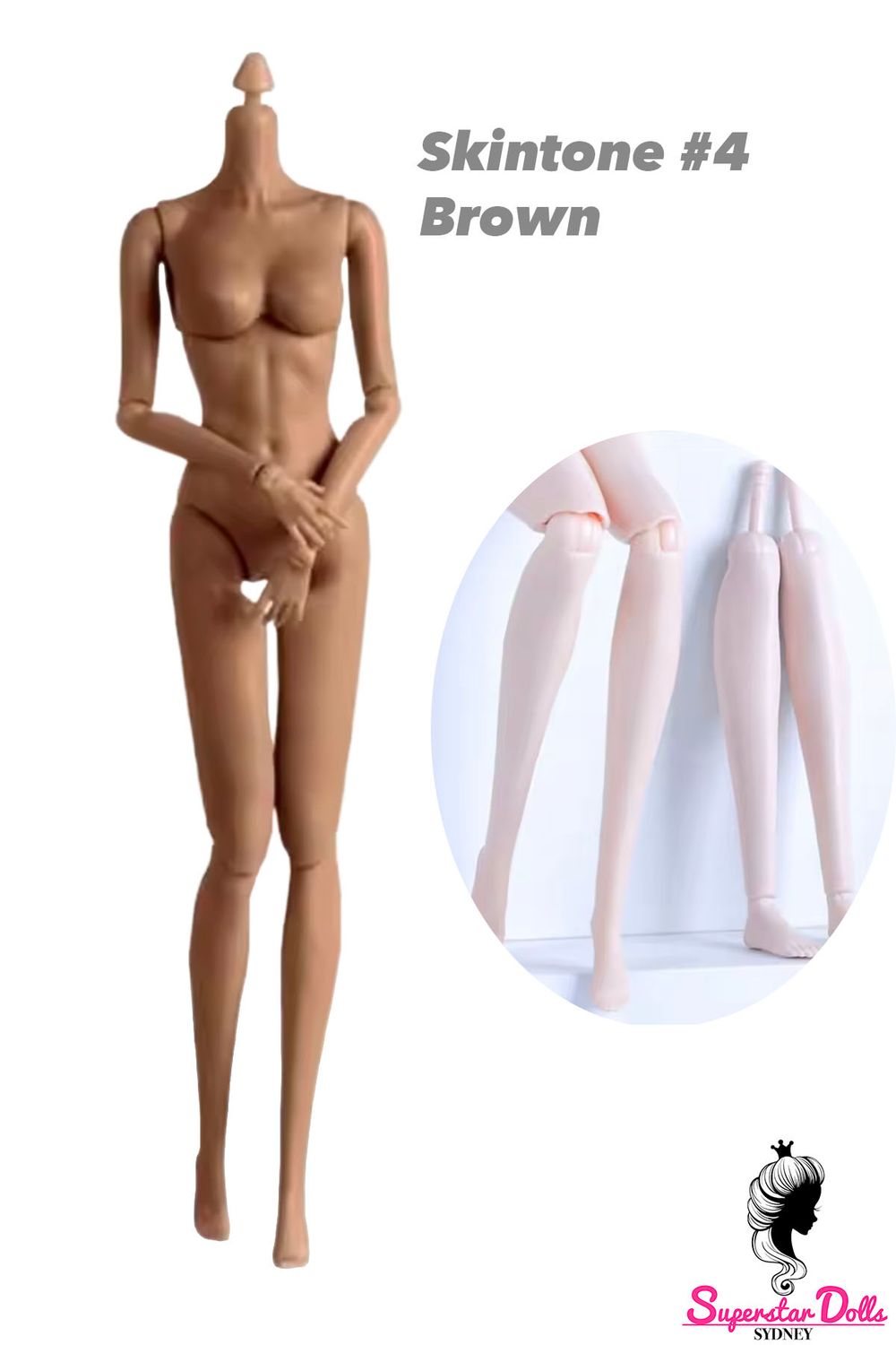 29.5cm 1/6 Premium Supermodel Replacement Doll Body with Exchangeable Legs #1 Ultra White