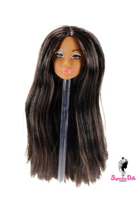 1/6 "Poppy Style" Clone Fashion Doll Head, Skin tone #4 (Brown)