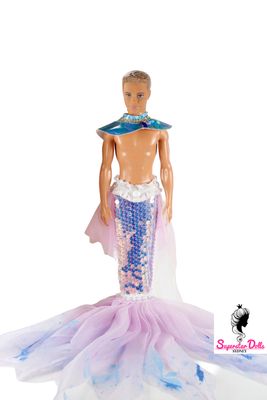 OOAK "Mystical Merman" Ken Dressed Barbie Doll