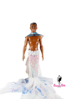 OOAK "Mystical Merman" African American (AA) Ken Dressed Barbie Doll