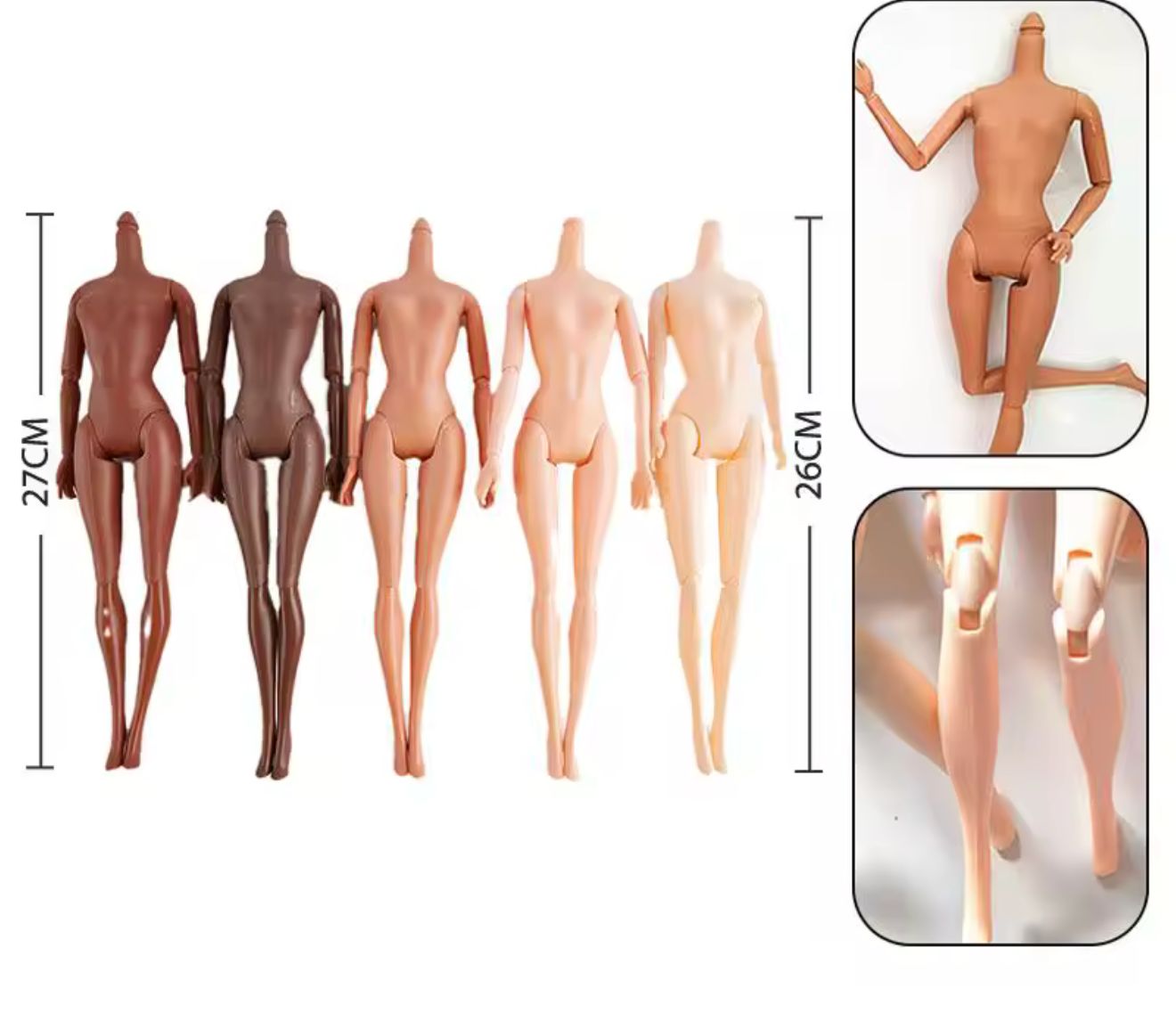 PRE-ORDER: 5 x 27cm Articulated 1/6 Fashion Doll Replacement Body SET