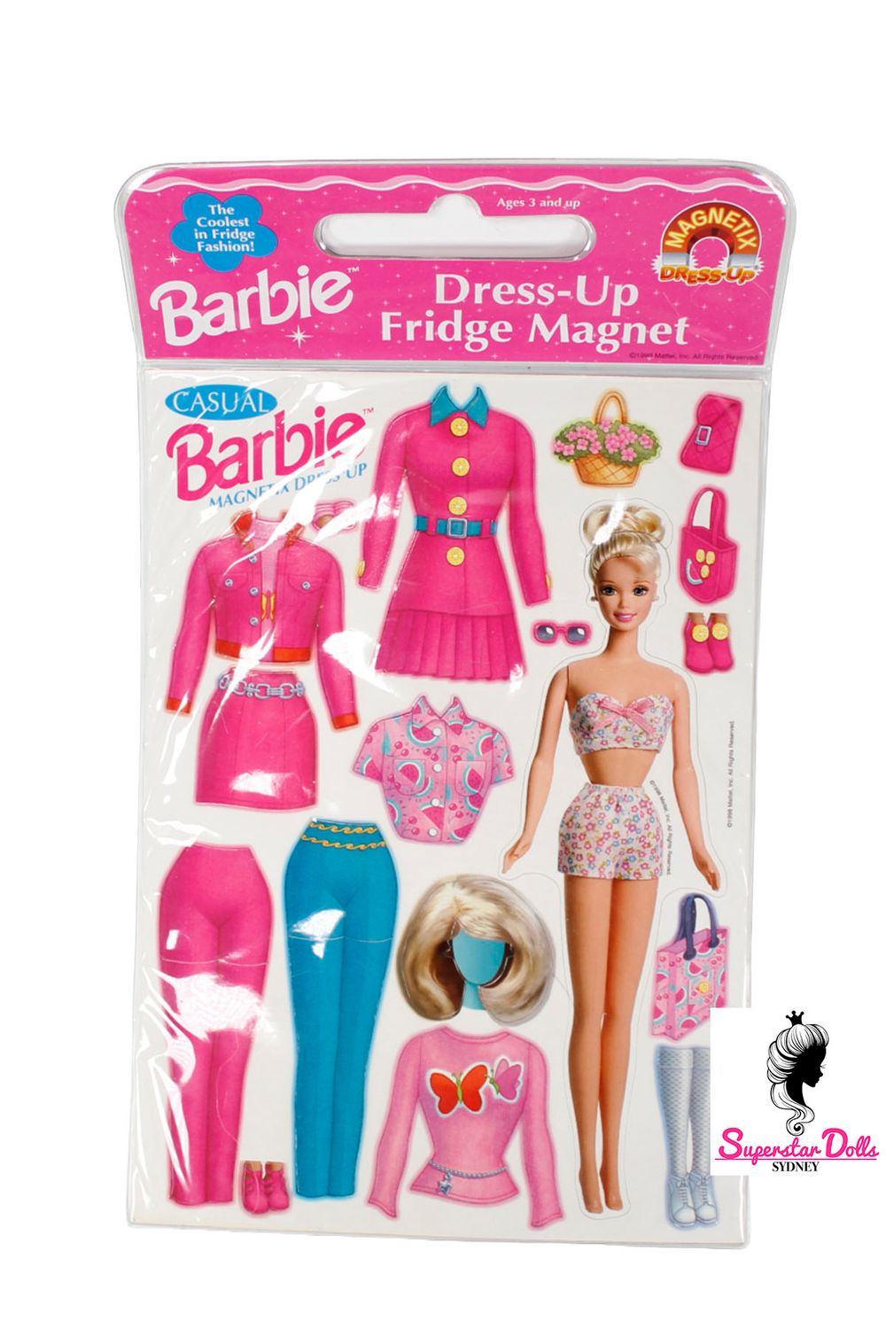 1998 "Casual Dress Up" Barbie Doll Fridge Magnet set