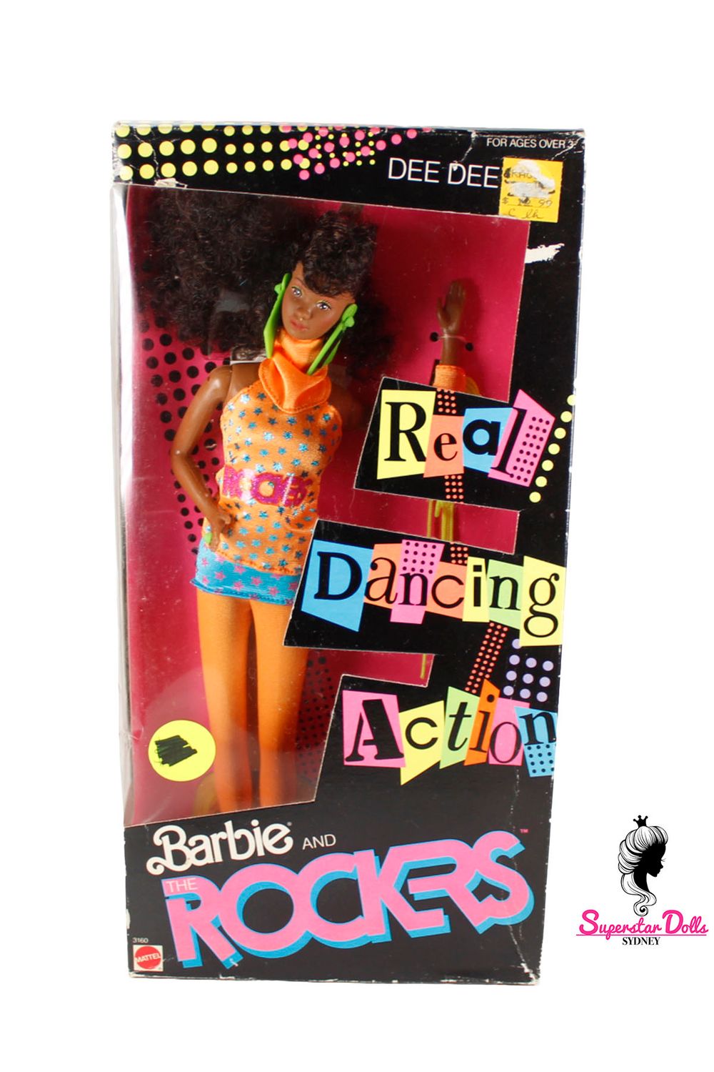 1986 "Barbie And The Rockers: Real Dancing Action" Dee Dee (AA) Barbie Doll-NRFB