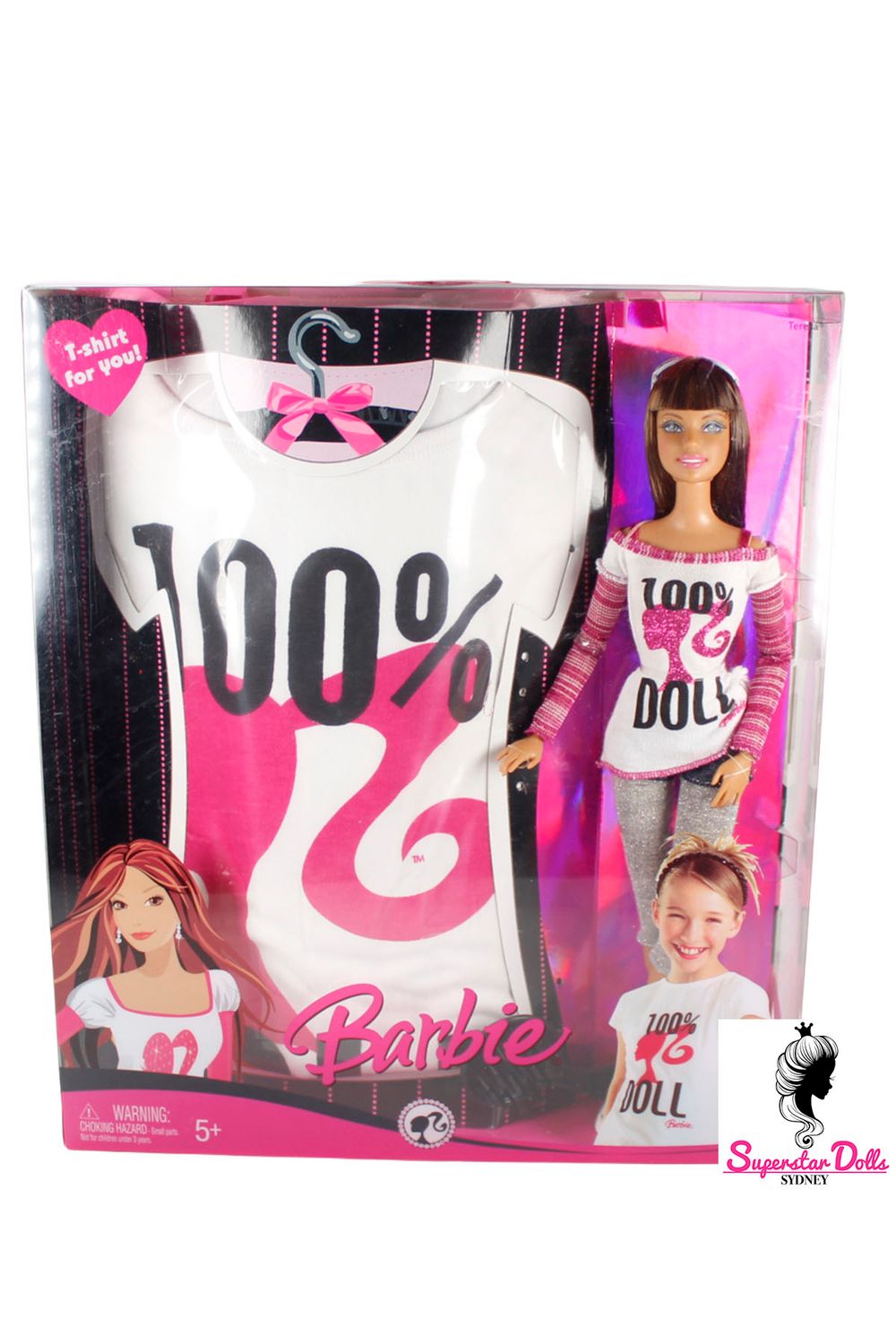 2008 "I Love T-Shirt/T-Shirt For You: 100% Doll" Teresa Barbie Doll &amp; T-Shirt Set-NRFB