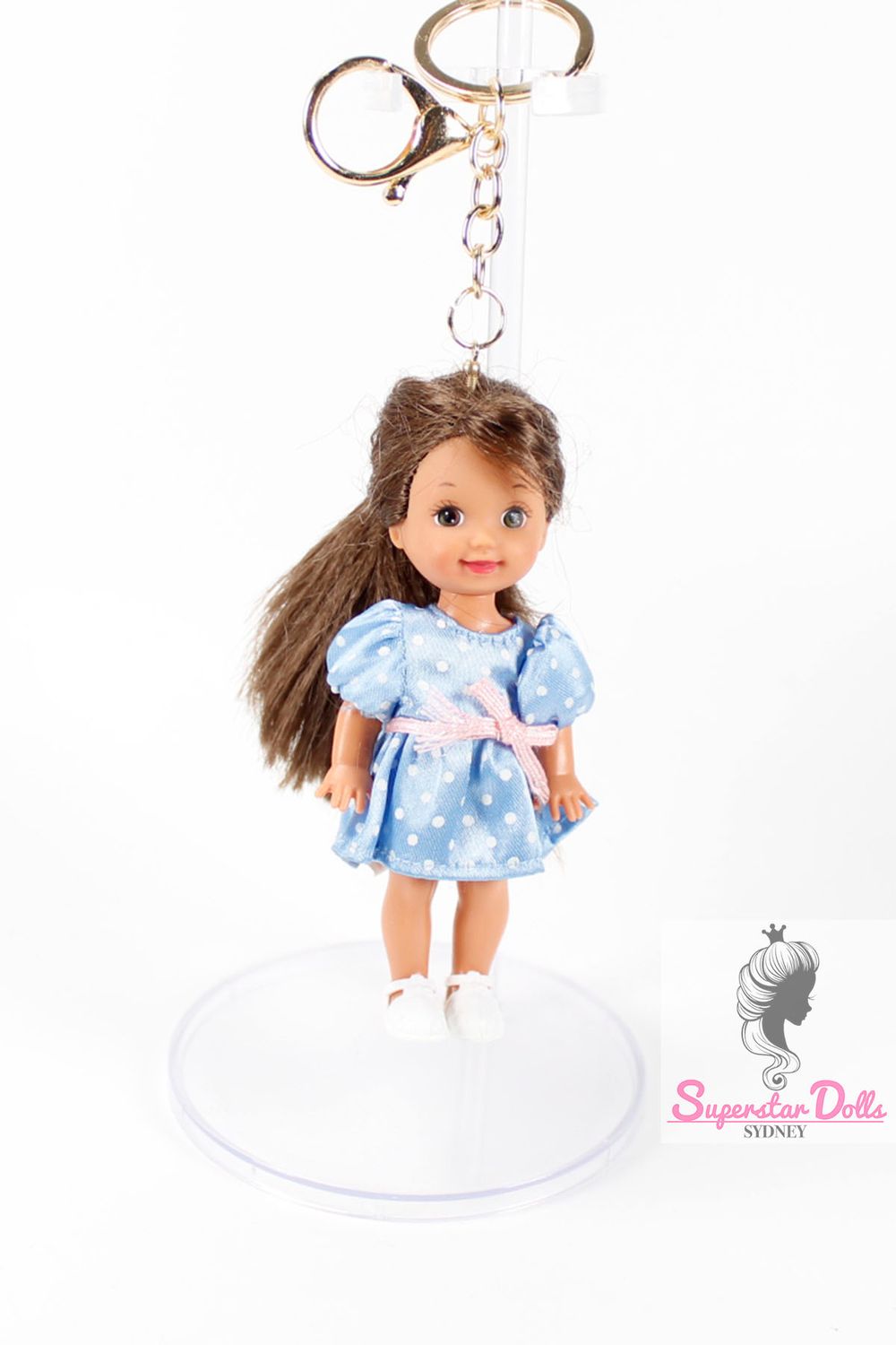 90's Era:  OOAK 4" Kelly Custom Barbie Doll Keychain/Bag Charm