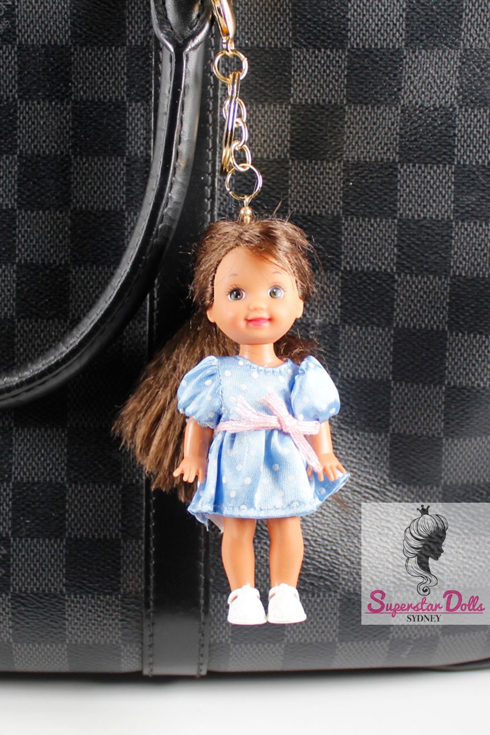 90's Era:  OOAK 4" Kelly Custom Barbie Doll Keychain/Bag Charm