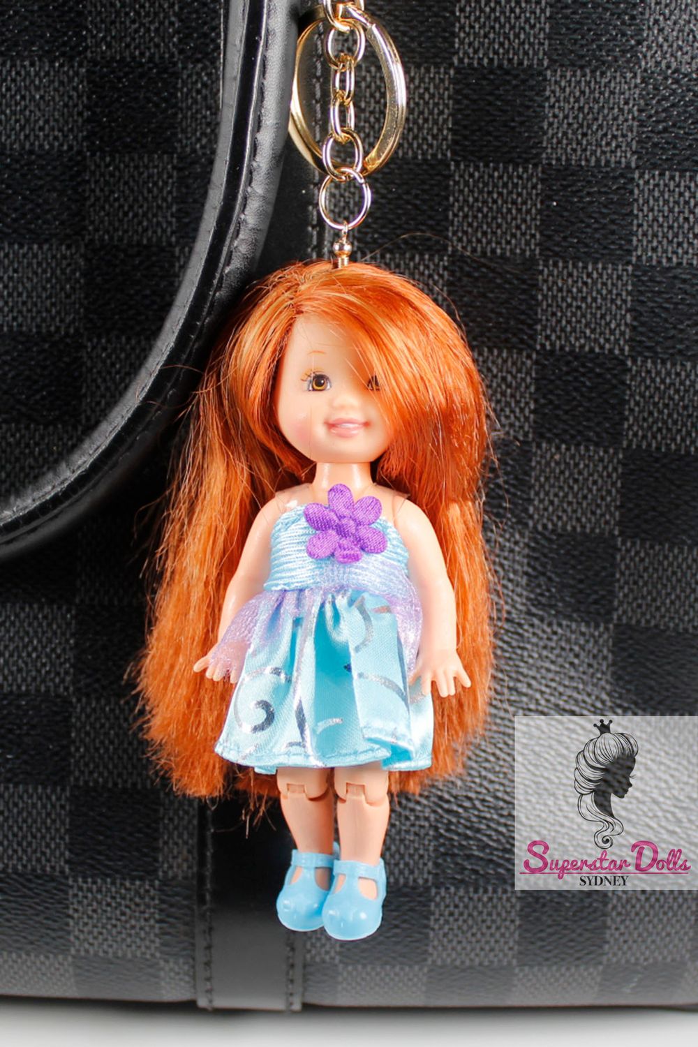 90's Era: OOAK 4" Kelly Custom Barbie Doll Keychain/Bag Charm