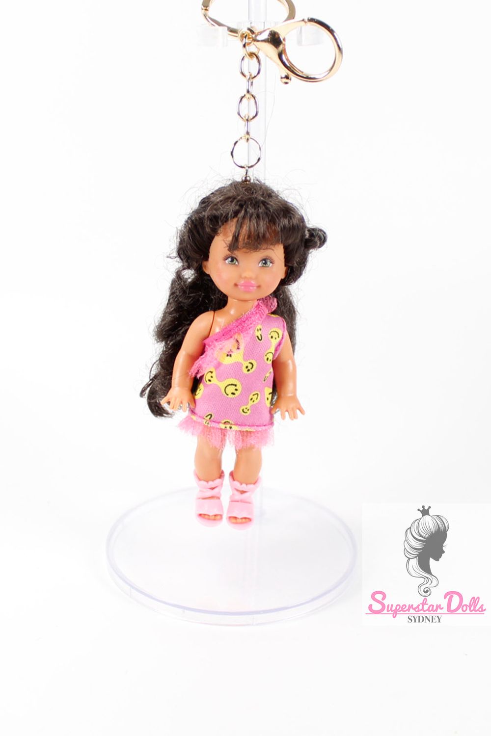 90's Era: OOAK 4" Kelly Custom Barbie Doll Keychain/Bag Charm