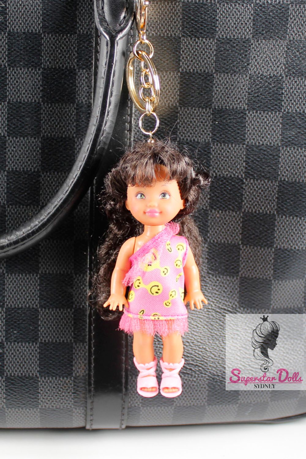 90's Era: OOAK 4" Kelly Custom Barbie Doll Keychain/Bag Charm