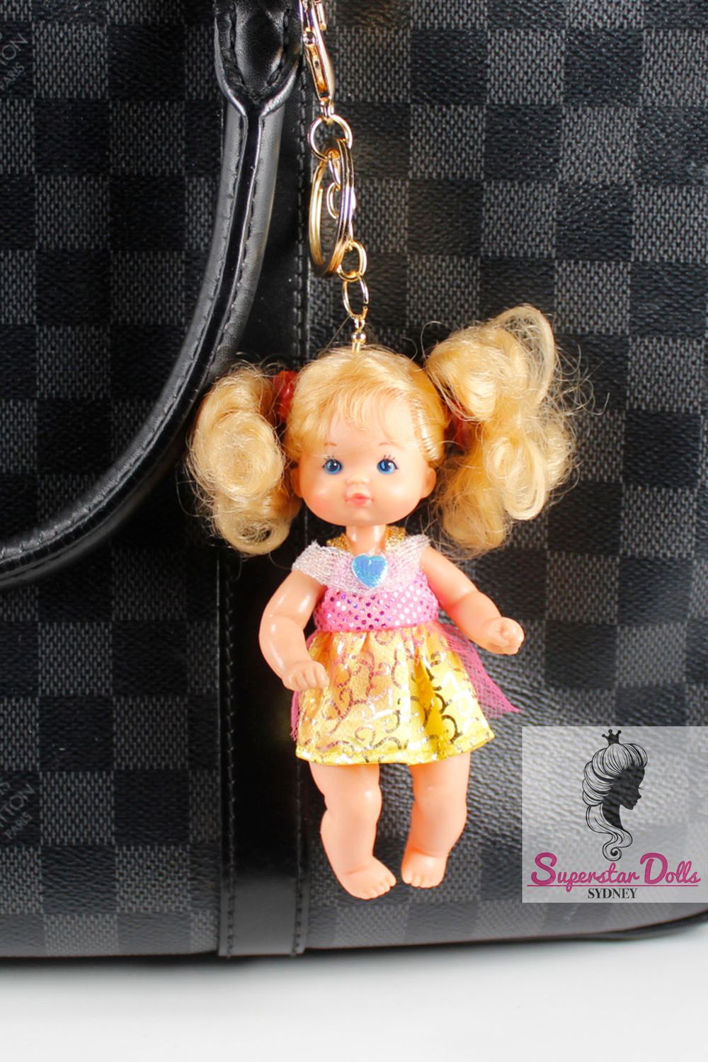 80's Era OOAK 4" "Heart Family" Baby Barbie Doll Keychain/Bag Charm
