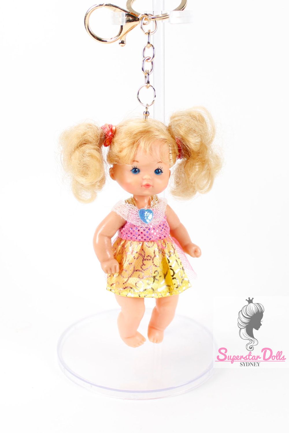 80's Era OOAK 4" "Heart Family" Baby Barbie Doll Keychain/Bag Charm