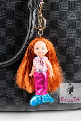 90's Era:  OOAK 4" Kelly Custom Barbie Doll Keychain/Bag Charm