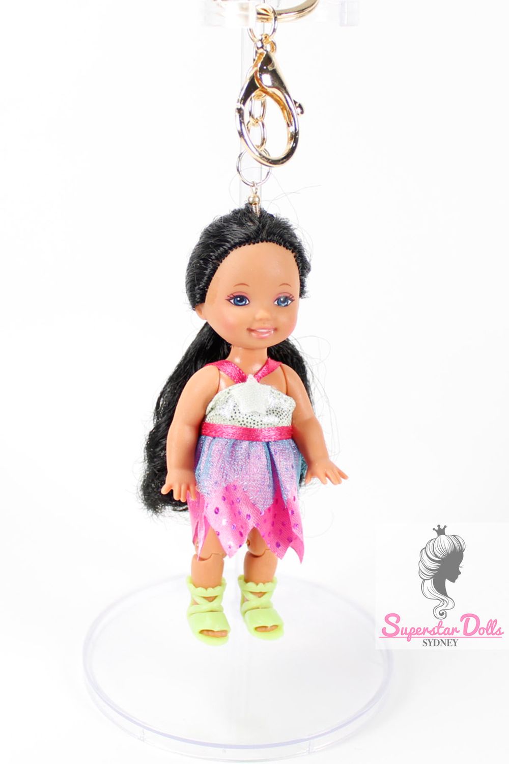 90's Era: OOAK 4" Kelly Custom Barbie Doll Keychain/Bag Charm