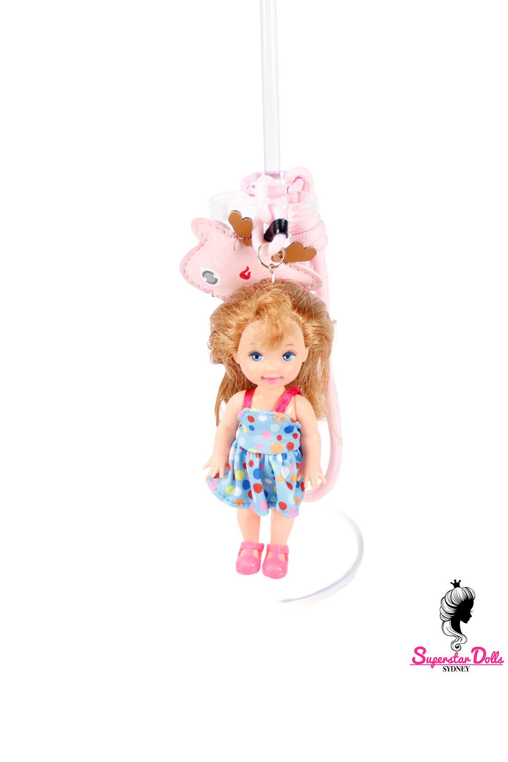 90's Era: OOAK 4" Kelly Custom Barbie Doll Keychain/Bag Charm