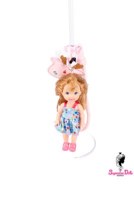 90's Era: OOAK 4" Kelly Custom Barbie Doll Keychain/Bag Charm