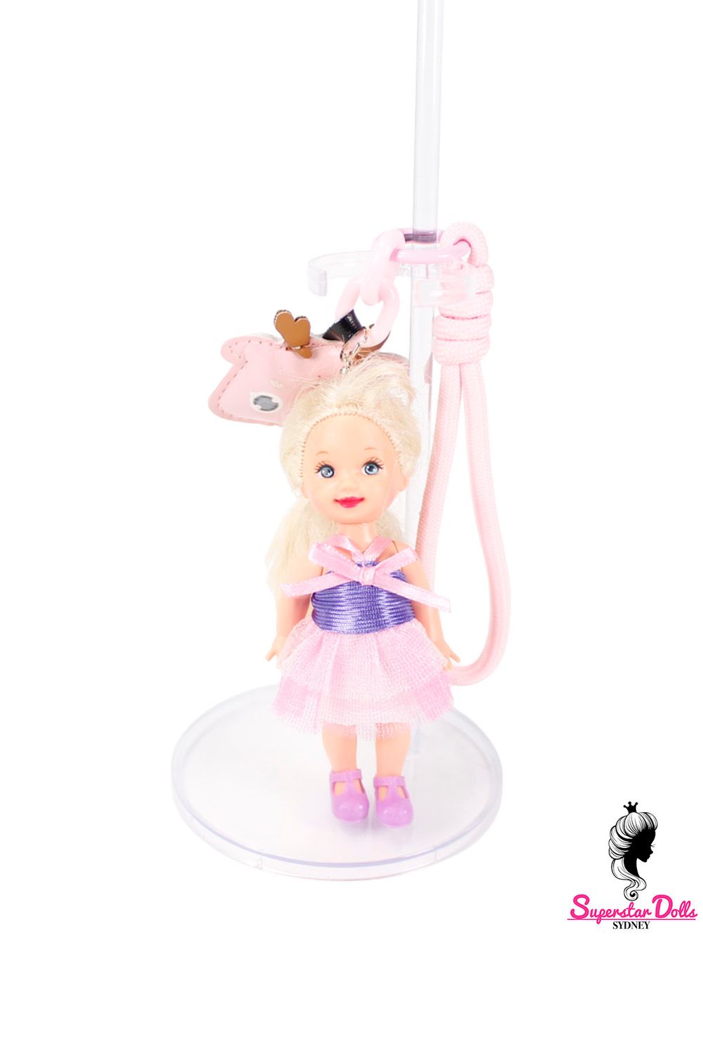 90's Era: OOAK 4" Kelly Custom Barbie Doll Keychain/Bag Charm