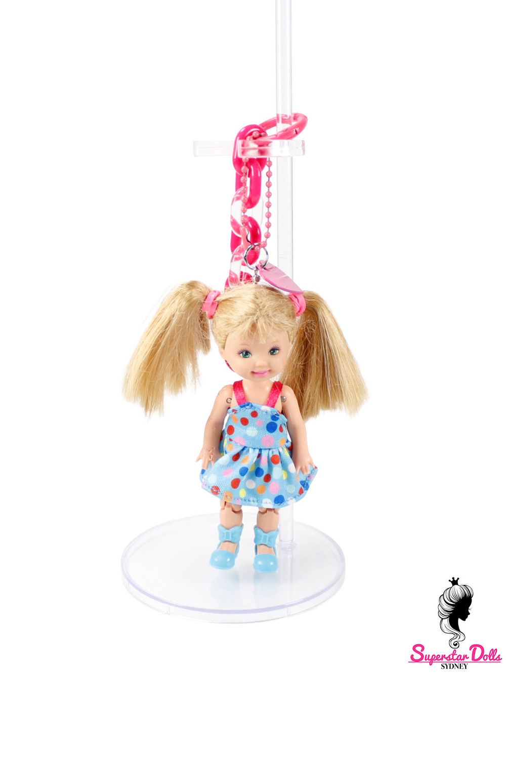 90's Era: OOAK 4" Kelly Custom Barbie Doll Keychain/Bag Charm