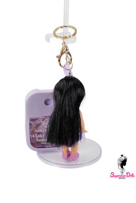 90's Era: OOAK 4" Kelly Custom Barbie Doll Keychain/Bag Charm with Hand Sanitiser