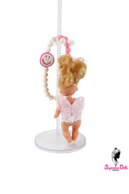 80's Era OOAK 4" "Heart Family" Baby Barbie Doll Keychain/Bag Charm