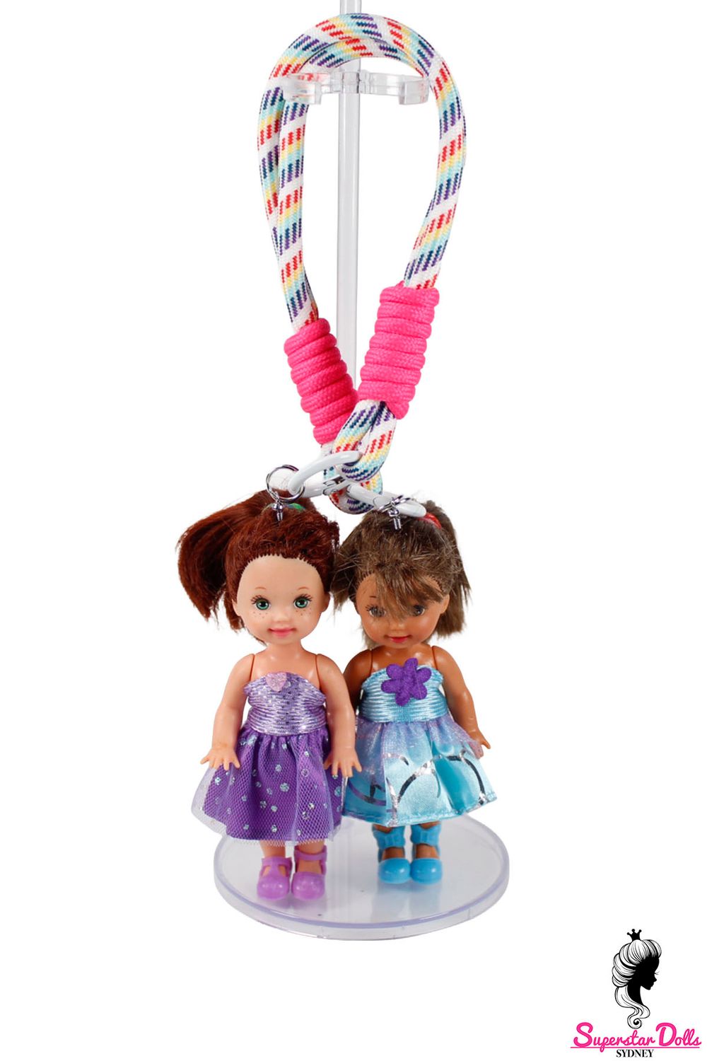 90's Era: OOAK 4" Kelly Custom Barbie Twin Doll Keychain/Bag Charm