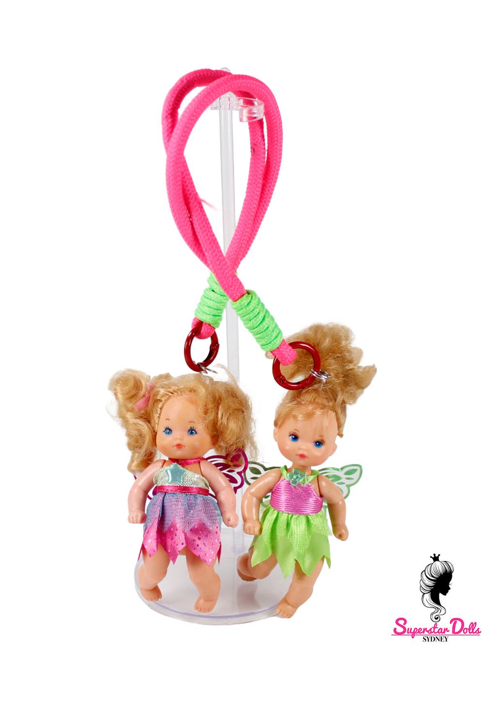 80's Era: OOAK 4" "Heart Family Babies" Custom Barbie Doll Twin Doll Keychain/Bag Charm