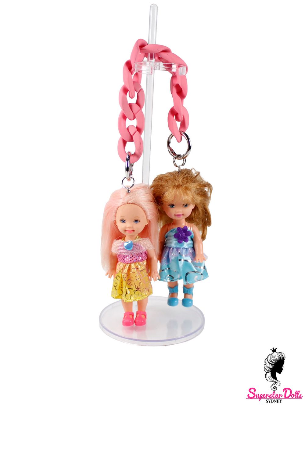 90's Era: OOAK 4" Kelly Custom Barbie Twin Doll Keychain/Bag Charm