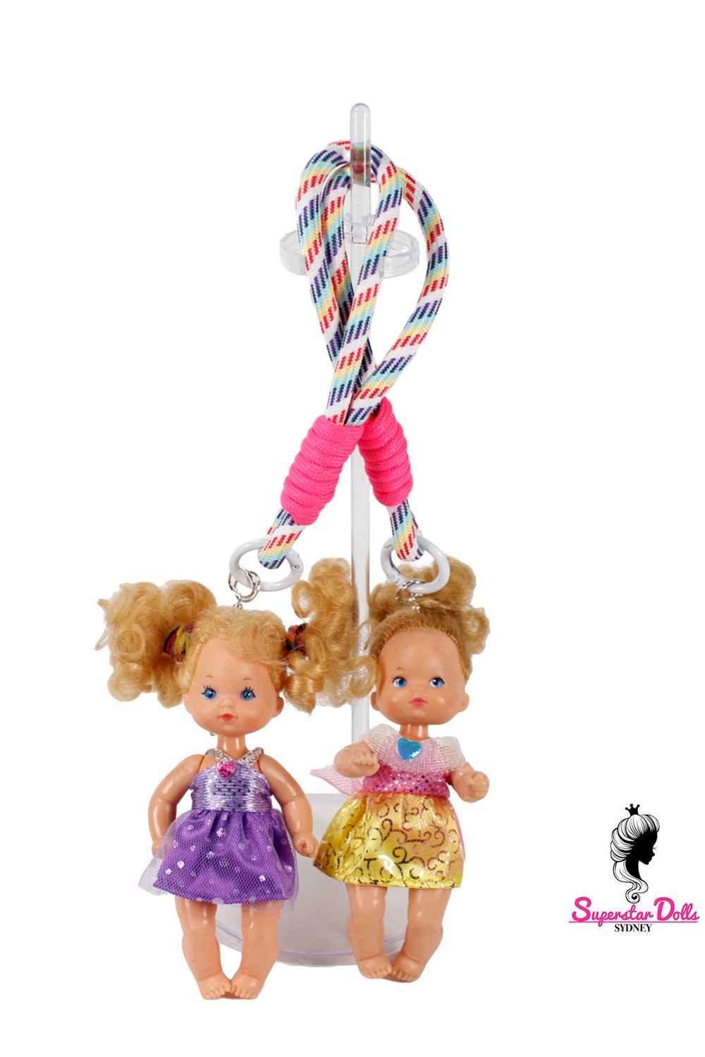 80's Era: OOAK 4" "Heart Family Babies" Custom Barbie Doll Twin Doll Keychain/Bag Charm