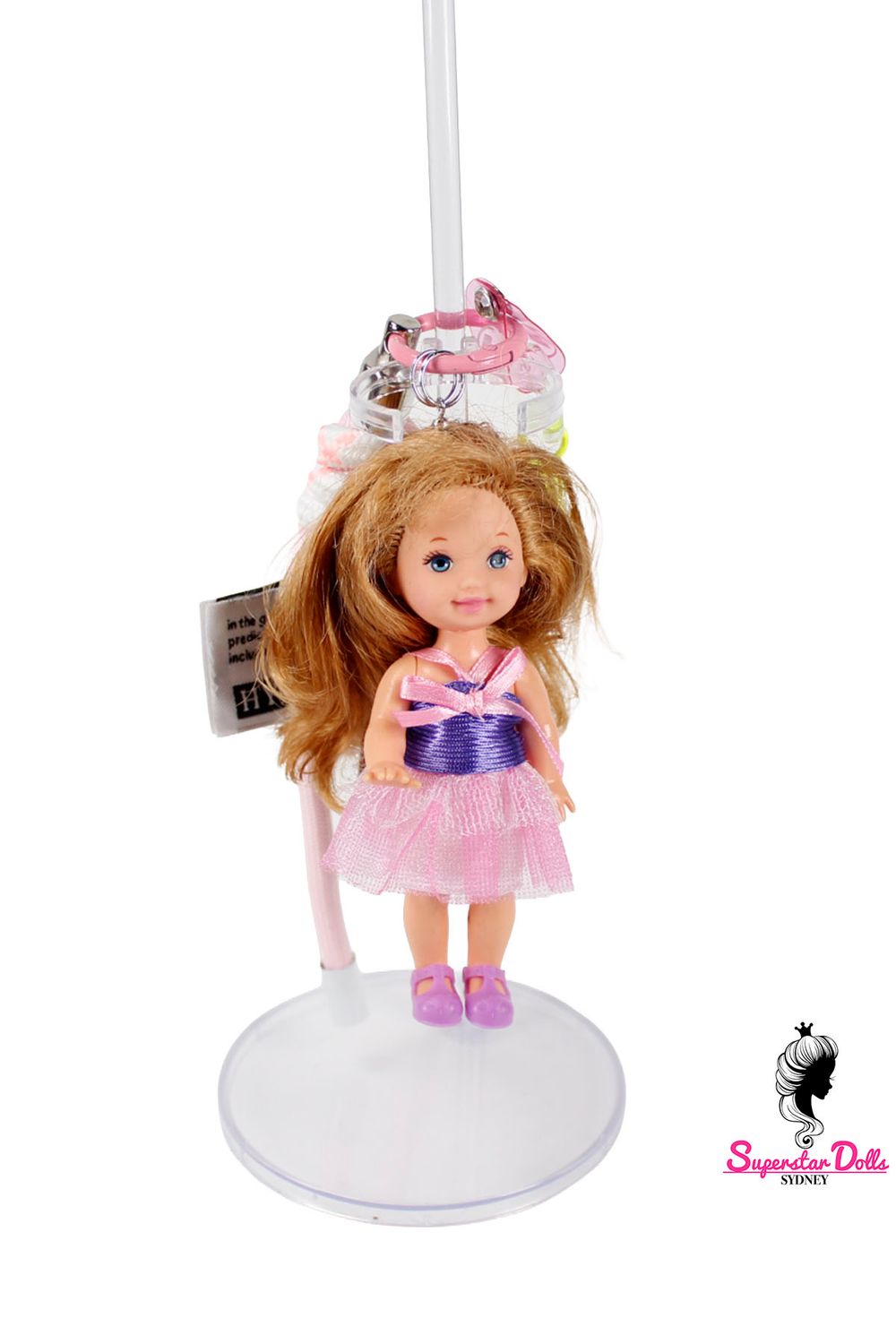 90's Era: OOAK 4" Kelly Custom Barbie Doll Keychain/Bag Charm