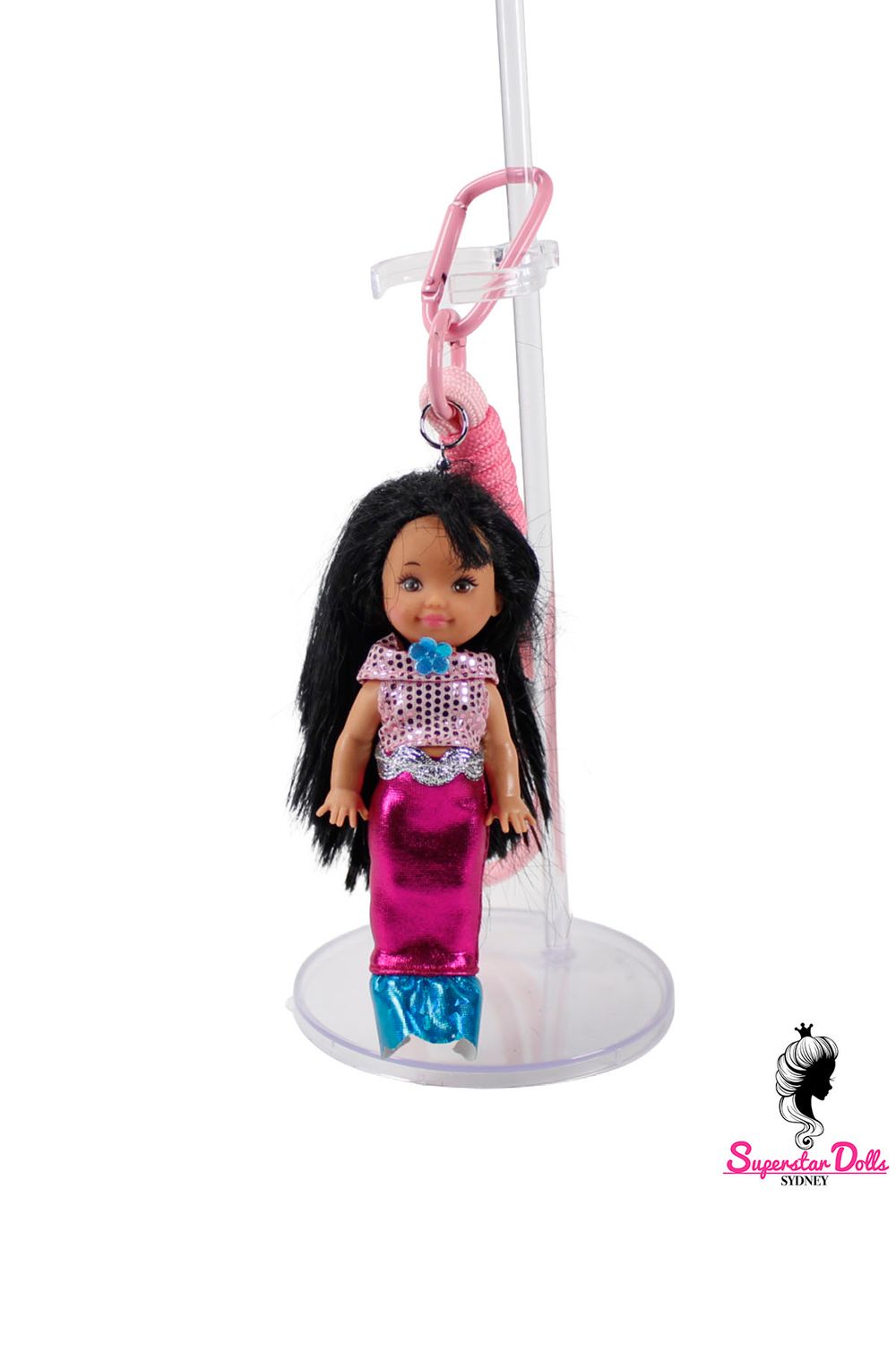 90's Era: OOAK 4" Kelly Custom Barbie Doll Keychain/Bag Charm