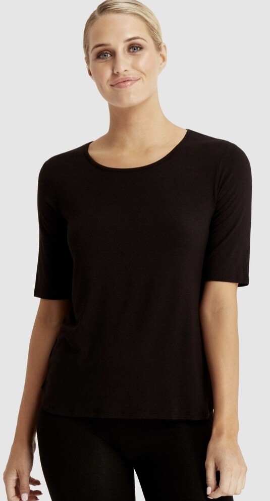 BAMBOO BODY SOPHIE TOP, COLOUR: BLACK, SIZE: SMALL