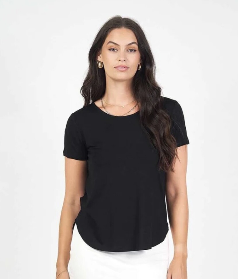 LOULOU &#39;JANIS&#39; TEE, SIZE: XS, COLOUR: BLACK